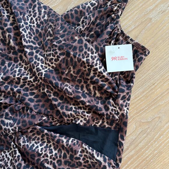 Ruby Ribbon Palm Beach One-Piece Swimsuit Leopard Print Style 1902 22 - Picture 3 of 8